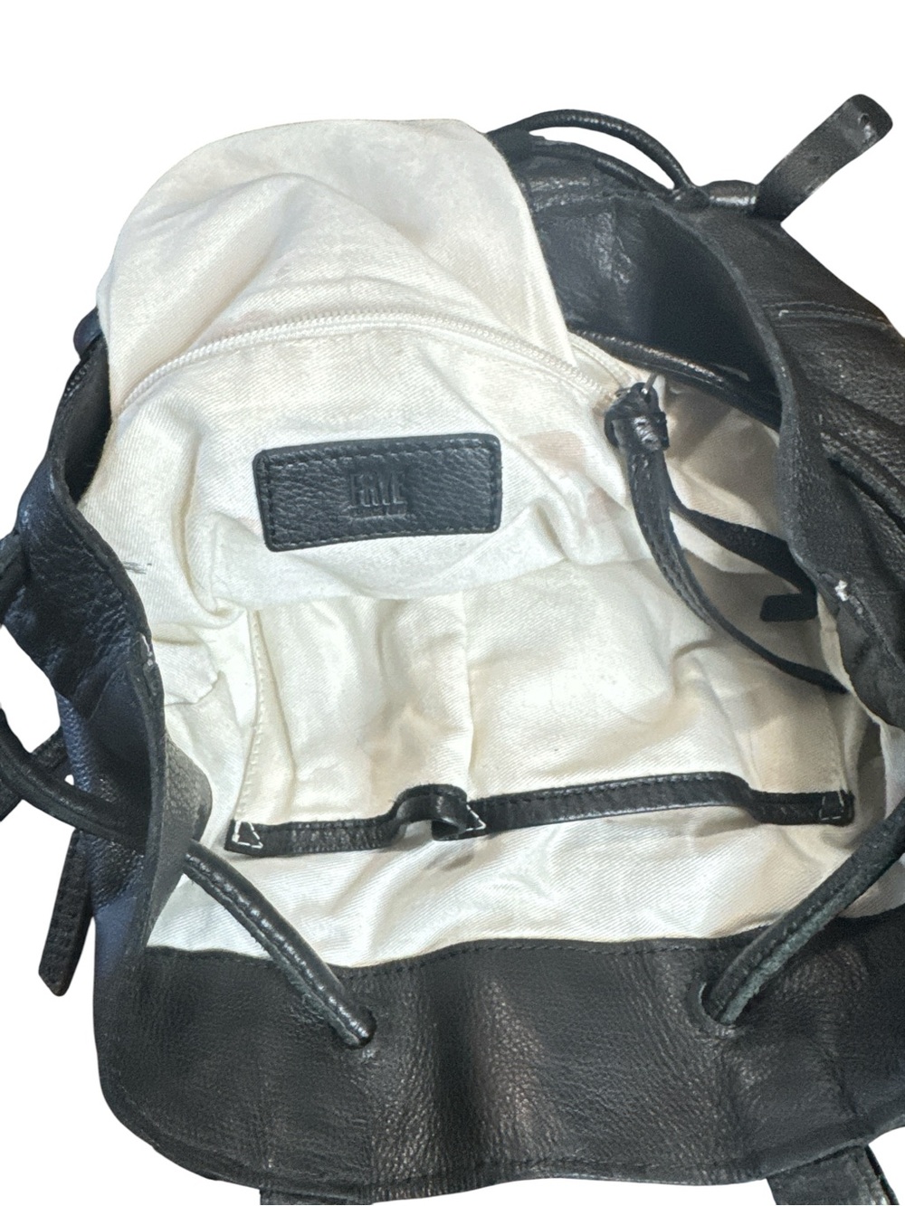 Frye Black Pebbled Leather Drawstring Backpack - Picture 7 of 8